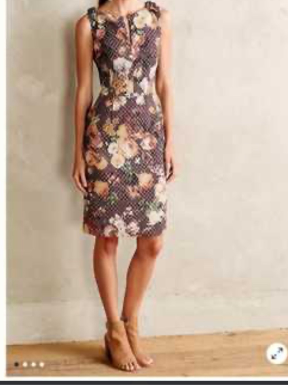 Tabitha S Floral Sleeveless Sheath Dress in Brown